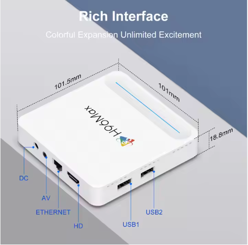 H96 Max Android 14 Smart TV Box 2025 – 8K UHD Media Player, 128GB Storage, 4GB RAM, WiFi6, Bluetooth 5.4, LED Display, Quad-Core H618