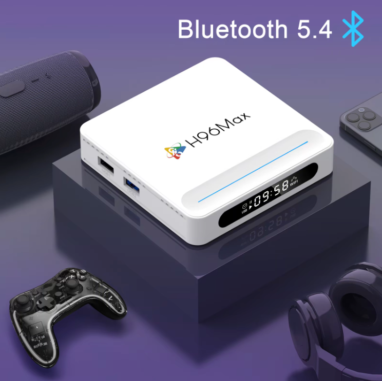 H96 Max Android 14 Smart TV Box 2025 – 8K UHD Media Player, 128GB Storage, 4GB RAM, WiFi6, Bluetooth 5.4, LED Display, Quad-Core H618
