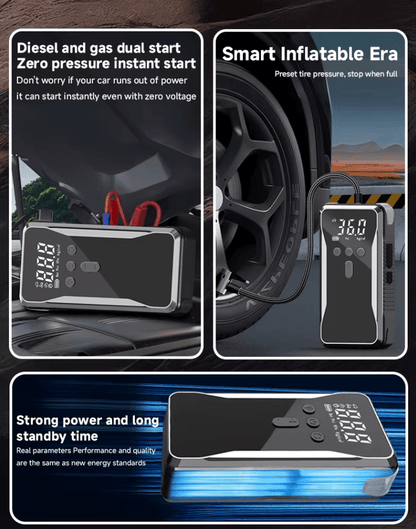 12V Car Jump Starter Power Bank 8000mAh/12000mAh Multi - Function Emergency Battery with LED, Air Pump Compressor & Inflator 4 in 1 function - Tendora