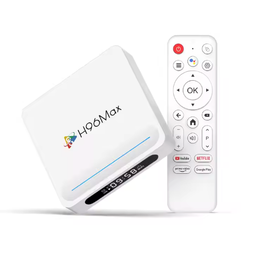 2025 Android 14 8K H96 Max Smart TV Box – 128GB | 4GB RAM | WiFi6 | BT 5.4 | LED Display | UHD H618 Quad-Core Media Player