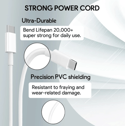 96W USB-C Power Adapter – Fast Charging for MacBook Pro/Air, iPad Pro, Dell XPS, Smartphones with 6.6ft Cable - Tendora