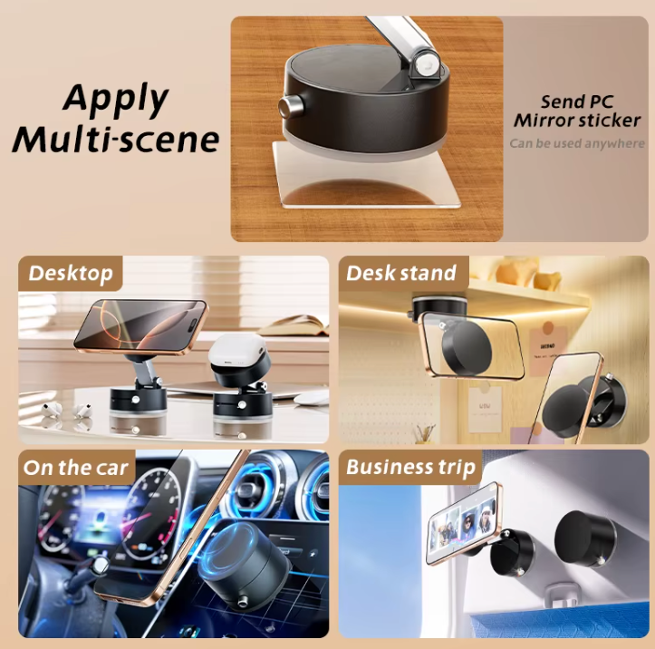 Screen Wall Glass Car Magnetic Phone Holder Hands Free Double Sided Magnetic Vacuum Suction Phone Mount Holder for All Phones