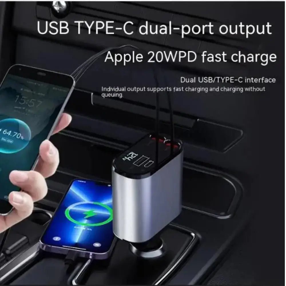 FAST 100W Car Phone Charger Lighter USB And TYPE - C Adapter - Tendora