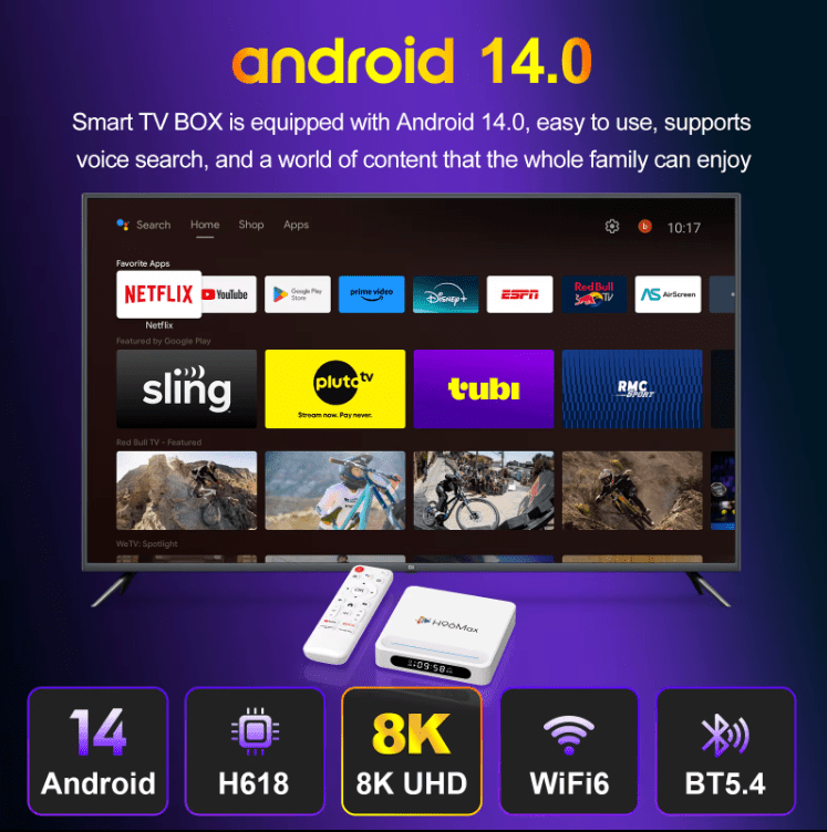 H96 Max Android 14 Smart TV Box 2025 – 8K UHD Media Player, 128GB Storage, 4GB RAM, WiFi6, Bluetooth 5.4, LED Display, Quad - Core H618 - Tendora