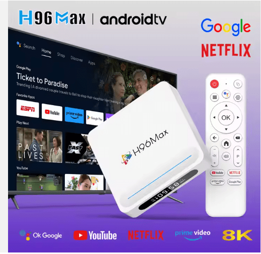 H96 Max Android 14 Smart TV Box 2025 – 8K UHD Media Player, 128GB Storage, 4GB RAM, WiFi6, Bluetooth 5.4, LED Display, Quad - Core H618 - Tendora