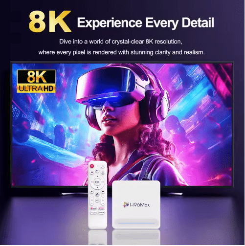 H96 Max Android 14 Smart TV Box 2025 – 8K UHD Media Player, 128GB Storage, 4GB RAM, WiFi6, Bluetooth 5.4, LED Display, Quad - Core H618 - Tendora