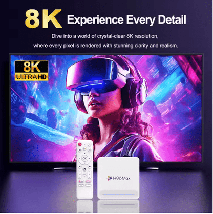 H96 Max Android 14 Smart TV Box 2025 – 8K UHD Media Player, 128GB Storage, 4GB RAM, WiFi6, Bluetooth 5.4, LED Display, Quad - Core H618 - Tendora