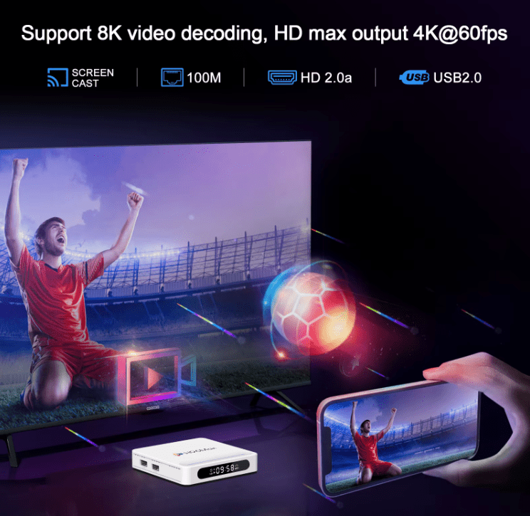 H96 Max Android 14 Smart TV Box 2025 – 8K UHD Media Player, 128GB Storage, 4GB RAM, WiFi6, Bluetooth 5.4, LED Display, Quad - Core H618 - Tendora