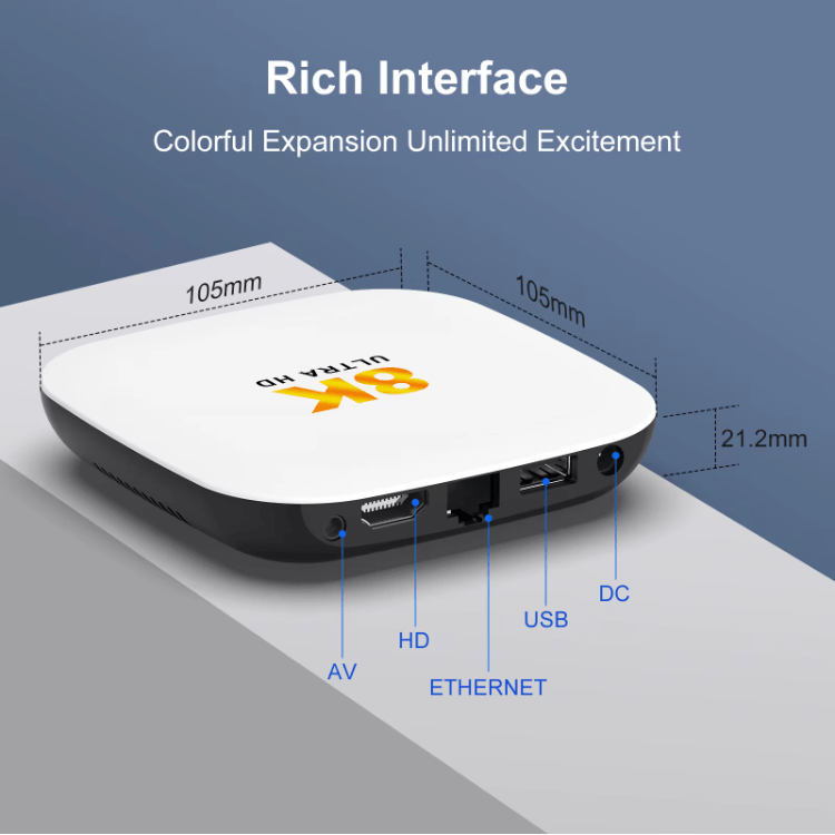 H96 Max Android TV Box 8K UHD - 4GB RAM, 128GB Storage, Quad Core Rockchip, WiFi 6, BT 5.4 - Tendora