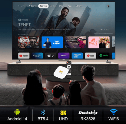 H96 Max Android TV Box 8K UHD - 4GB RAM, 128GB Storage, Quad Core Rockchip, WiFi 6, BT 5.4 - Tendora