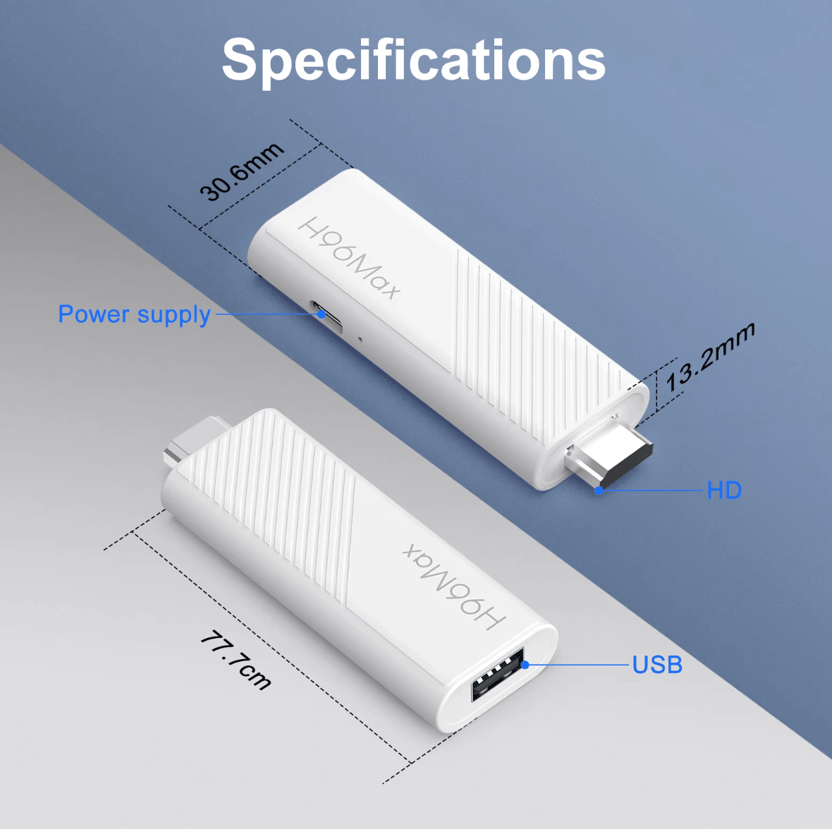 H96 Max Android TV Stick 4K UHD | WiFi 6 Dual Band | Android 14 | Quad - Core Allwinner H313 | HDR Smart Streaming Media Player - Tendora