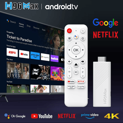 H96 Max Android TV Stick 4K UHD | WiFi 6 Dual Band | Android 14 | Quad - Core Allwinner H313 | HDR Smart Streaming Media Player - Tendora