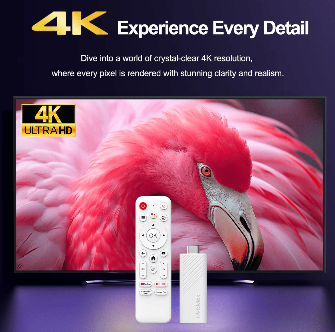 H96 Max Android TV Stick 4K UHD | WiFi 6 Dual Band | Android 14 | Quad - Core Allwinner H313 | HDR Smart Streaming Media Player - Tendora