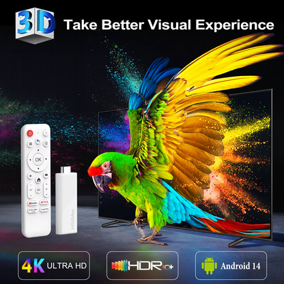 H96 Max Android TV Stick 4K UHD | WiFi 6 Dual Band | Android 14 | Quad - Core Allwinner H313 | HDR Smart Streaming Media Player - Tendora