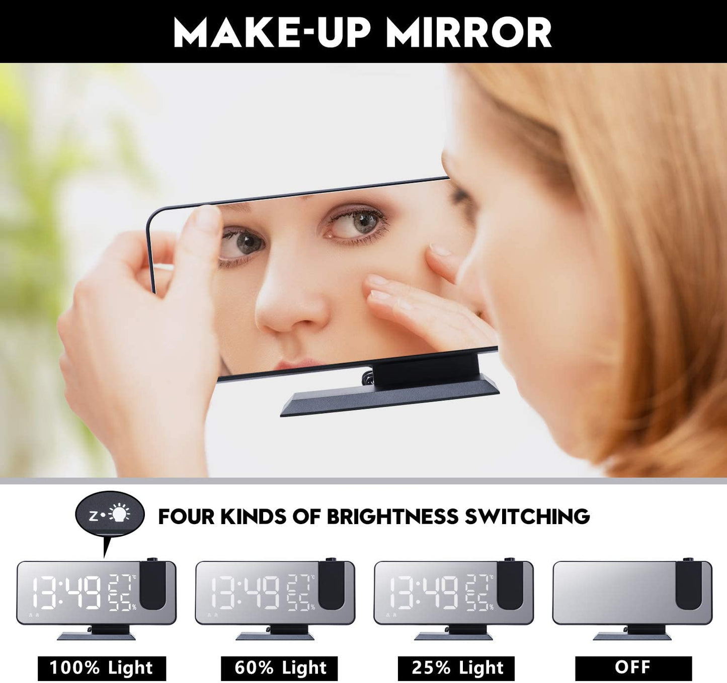 LED Projection Digital Alarm Clock Phone Charger - Tendora