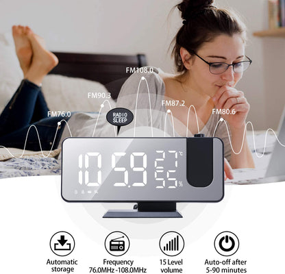 LED Projection Digital Alarm Clock Phone Charger - Tendora