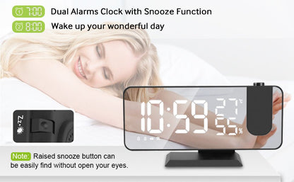 LED Projection Digital Alarm Clock Phone Charger - Tendora