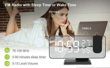 LED Projection Digital Alarm Clock Phone Charger - Tendora
