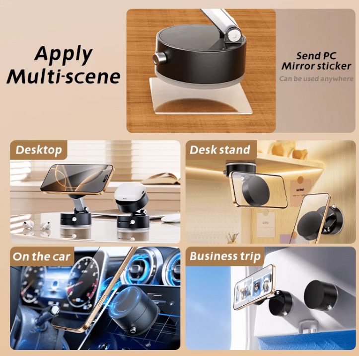MagSafe Car Phone Holder – Magnetic Glass & Wall Mount, Hands - Free Double - Sided Suction for iPhone 12–16 Pro" - Tendora