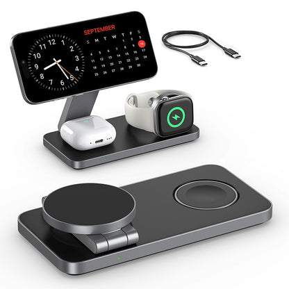3-in-1 Magnetic Wireless Charger Foldable for iphone 16,15, 14,13,12 Airpod 2025